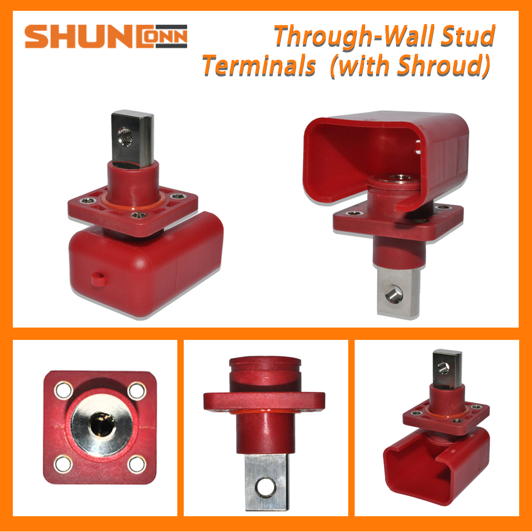 Shunconn Through-Wall Stud Terminals200AM8/M6  (with Shroud/red ）